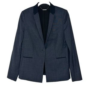 Elie Tahari Women's Blazer Jacket Blue Virgin Wool Stretch One Button Size 10